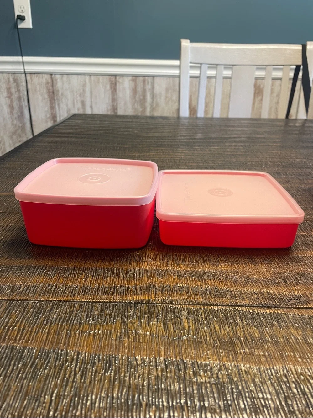 Vintage Tupperware Stackable Pink-Red Food Storage Containers Set